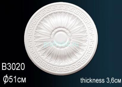 Потолочная розетка Перфект B3020 505 мм белый полиуретан