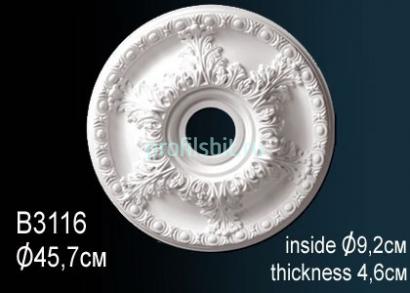 Потолочная розетка Перфект B3116 456 мм белый полиуретан