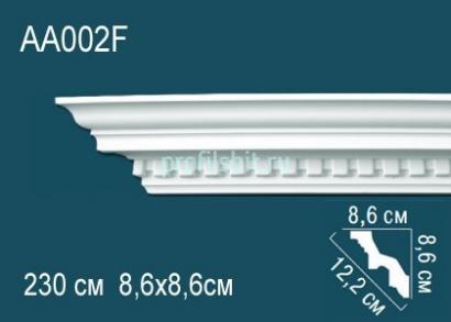 Гибкий потолочный плинтус с орнаментом Перфект AA002F 86х122х86 мм 2,3 м белый полиуретан