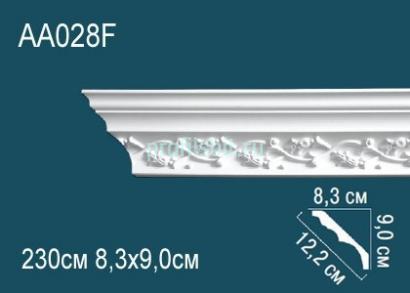 Гибкий потолочный плинтус с орнаментом Перфект AA028F 90х122х83 мм 2,3 м белый полиуретан