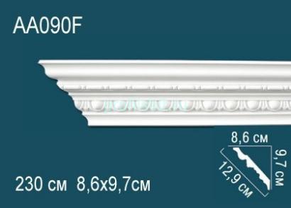 Гибкий потолочный плинтус с орнаментом Перфект AA090F 97х129х86 мм 2,3 м белый полиуретан
