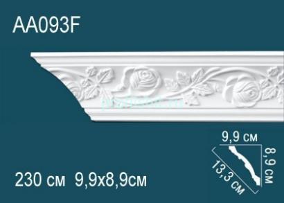 Гибкий потолочный плинтус с орнаментом Перфект AA093F 89х133х99 мм 2,3 м белый полиуретан