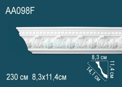Гибкий потолочный плинтус с орнаментом Перфект AA098F 114х141х83 мм 2,3 м белый полиуретан