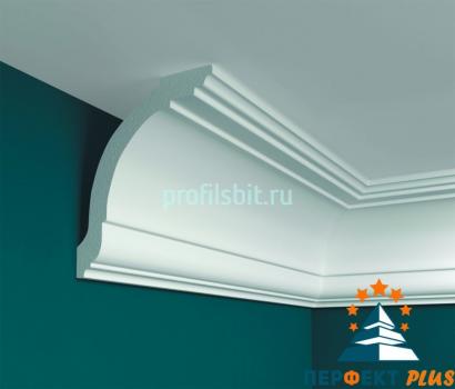 Потолочный плинтус Перфект Плюс P08 97 мм 2 м белый ударопрочный полимер