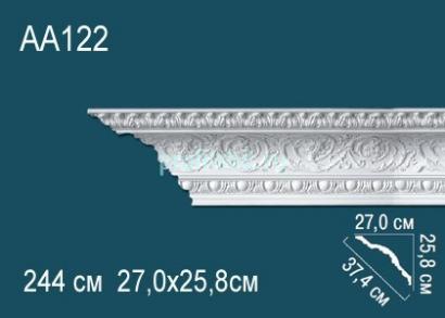 Потолочный плинтус с орнаментом Перфект AA122 258х374х270 мм 2,44 м белый полиуретан