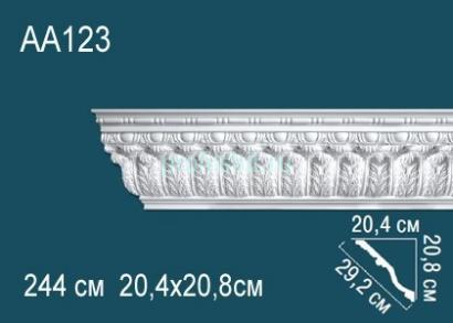 Потолочный плинтус с орнаментом Перфект AA123 208х292х204 мм 2,44 м белый полиуретан