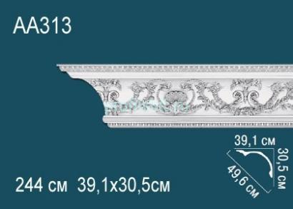 Потолочный плинтус с орнаментом Перфект AA313 305х496х391 мм 2,44 м белый полиуретан