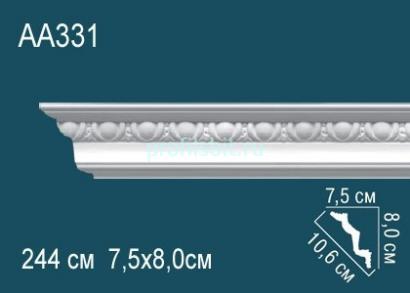 Потолочный плинтус с орнаментом Перфект AA331 80х106х75 мм 2,44 м белый полиуретан