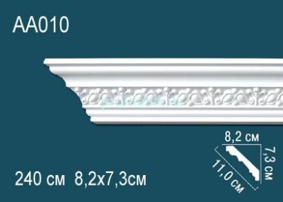Потолочный плинтус с орнаментом Перфект AA010 73х110х82 мм 2,4 м белый полиуретан