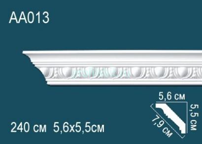 Потолочный плинтус с орнаментом Перфект AA013 55х79х56 мм 2,4 м белый полиуретан