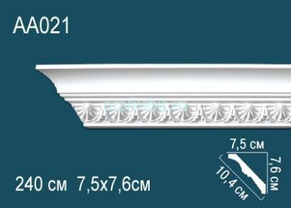 Потолочный плинтус с орнаментом Перфект AA021 76х104х75 мм 2,4 м белый полиуретан