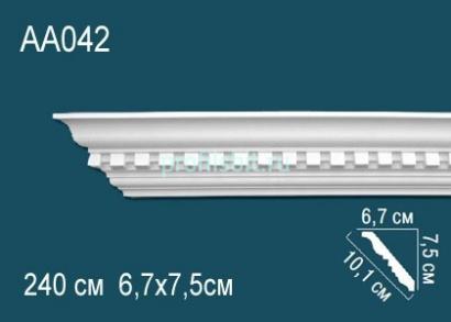 Потолочный плинтус с орнаментом Перфект AA042 75х101х67 мм 2,4 м белый полиуретан