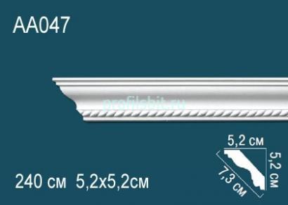 Потолочный плинтус с орнаментом Перфект AA047 52х73х52 мм 2,4 м белый полиуретан