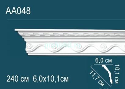Потолочный плинтус с орнаментом Перфект AA048 101х117х60 мм 2,4 м белый полиуретан