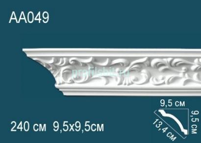 Потолочный плинтус с орнаментом Перфект AA049 95х134х95 мм 2,4 м белый полиуретан