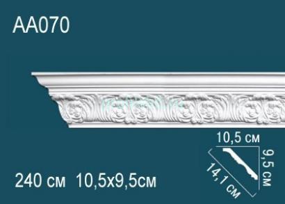 Потолочный плинтус с орнаментом Перфект AA070 95х141х105 мм 2,4 м белый полиуретан