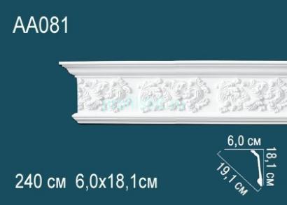 Потолочный плинтус с орнаментом Перфект AA081 181х191х60 мм 2,4 м белый полиуретан