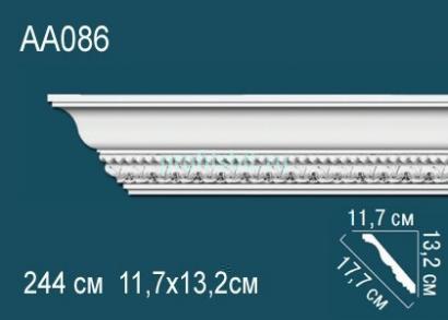 Потолочный плинтус с орнаментом Перфект AA086 132х177х117 мм 2,44 м белый полиуретан