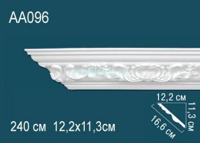 Потолочный плинтус с орнаментом Перфект AA096 113х166х122 мм 2,4 м белый полиуретан