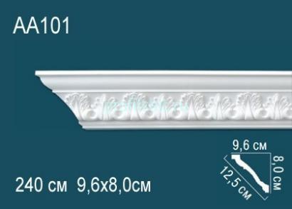 Потолочный плинтус с орнаментом Перфект AA101 80х125х96 мм 2,4 м белый полиуретан