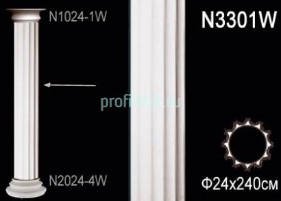 Ствол колонны Перфект N3301W 2400х240х240 мм белый полиуретан