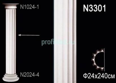 Полуколонна тело Перфект N3301 2400х240х120 мм белый полиуретан