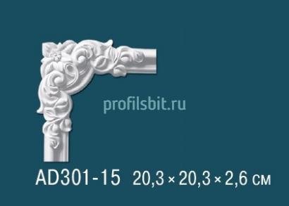 Угловой элемент с орнаментом Перфект AD301-15 203х203 мм белый полиуретан