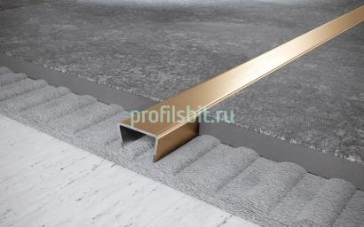 Стальной П-профиль 12х15 мм FUB 12х15 GS золото сатинированное 2,7 м