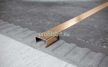 Стальной П-профиль 15х30 мм FUB 15х30 GP золото полированное 2,7 м