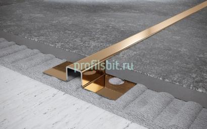 Стальной П-профиль закладной 8х30 мм FUM 8х30 GP золото полированное 2,7 м