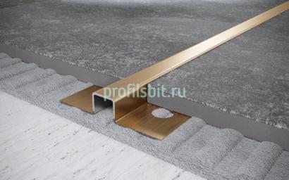 Стальной П-профиль закладной 8х30 мм FUM 8х30 GS золото сатинированное 2,7 м
