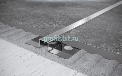 Стальной П-профиль закладной 8х30 мм FUM 8х30 P полированная сталь 2,7 м