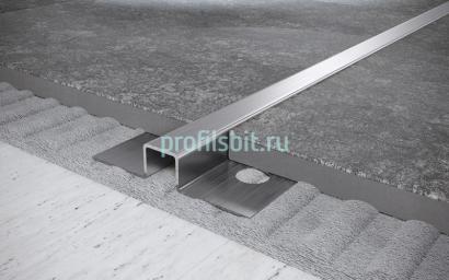 Стальной П-профиль закладной 8х30 мм FUM 8х30 S сатинированная сталь 2,7 м