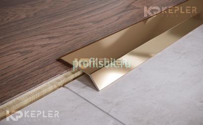 Разноуровневый порог стальной 66x15 мм FAP 15 GP золото полированное 2,7 м