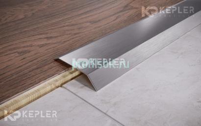 Разноуровневый порог стальной 66x15 мм FAP 15 M сатинированная сталь 2,7 м