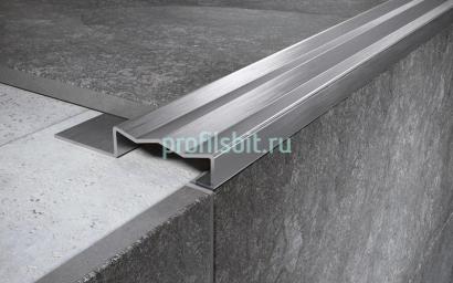 Угловой порог стальной закладной 35х10 мм FCGF 10 M сатинированная сталь 2,7 м