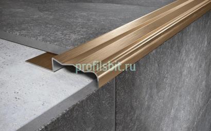 Угловой порог стальной закладной 35х10 мм FCGR 10 GM золото сатинированное 2,7 м