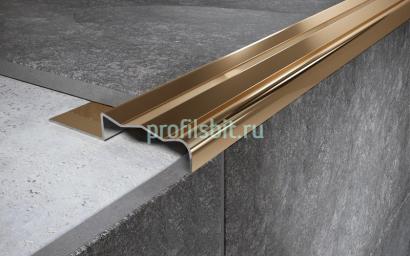 Угловой порог стальной закладной 35х12 мм FCGR 12 GP золото полированное 2,7 м