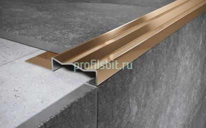 Угловой порог стальной закладной 35х15 мм FCGF 15 GP золото полированное 2,7 м