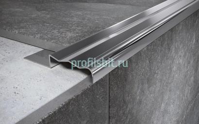 Угловой порог стальной закладной 35х8 мм FCGR 8 P полированная сталь 2,7 м