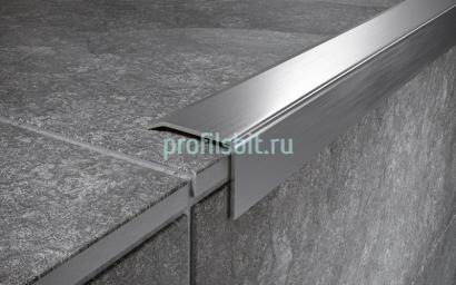 Угловой порог стальной 25x10 мм FC 10 M сатинированная сталь 2,7 м