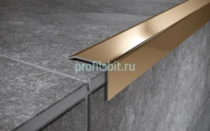 Угловой порог стальной 25x25 мм FC 25 GP золото полированное 2,7 м