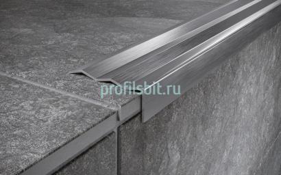 Угловой порог стальной 40х10 мм FCA 10 M сатинированная сталь 2,7 м