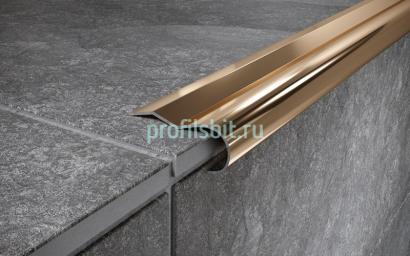 Угловой порог стальной 40х12 мм FCR 12 GP золото полированное 2,7 м