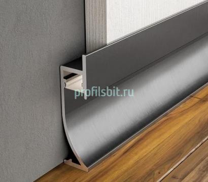Напольный плинтус алюминиевый с подсветкой 71 мм ПТ-71 LED черный (профиль и экран) 3 м