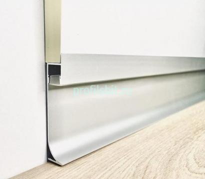 Напольный плинтус алюминиевый с подсветкой 71 мм ПТ-71 LED серебро (профиль и экран) 3 м