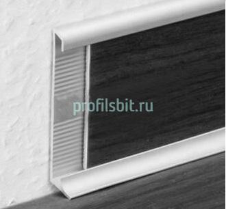 Алюминиевый плинтус под ковролин 60 мм ПТ-9 серебро 3 м