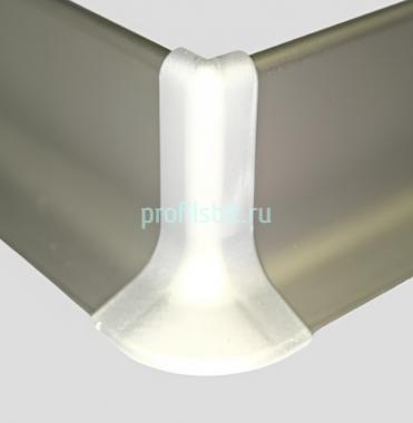 Комплект уголков внешних (2 шт.) для алюминиевого напольного плинтуса Effector Q63 ПВХ инокс