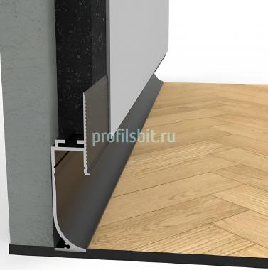 Алюминиевый теневой профиль напольный Мега-Трейд ТП-70LED черный 3м