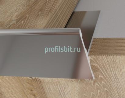 Т-образный торцевой закладной профиль из алюминия 23 мм ПО-158-01 серебро глянец 2.7 м